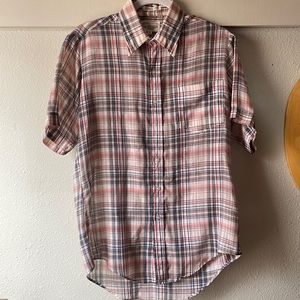 Vintage super sheer plaid short sleeve button down shirt by Boulevard